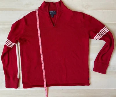 American Eagle 1/4 Cremallera Rojo Blanco Algodón Suéter Talla Grande Hombre Vintage Foto 1 de 4