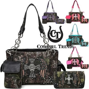 Camouflage Cross Western Handtasche verdeckte Tragetasche Damen Schultertasche Geldbörse - Bild 1 von 51