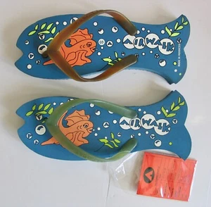 Vintage 1999 Airwalk Flip Flops Sandals Fish Salesman Sample Mn 7 Wm 8.5 - Picture 1 of 3