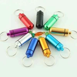Mini Pill Bottle Charm Key Ring - Waterproof Metal Keychain - Portable & Creativ - Picture 1 of 13