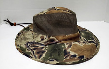Vintage Mens Jhats Boonie Hat Camo Jungle Hat Vented Leather Strap Size Large