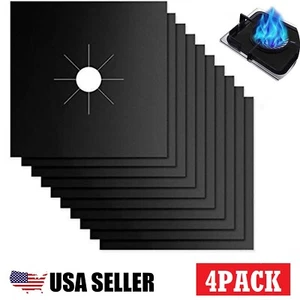 4Pcs Square Gas Range Stove Burner Covers Reusable Nonstick Top Protector Liner - Picture 1 of 18