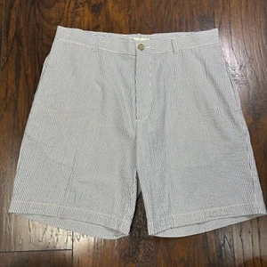 J. Crew Chino Shorts 35 Blue White Seersucker Striped Cotton Casual Men's - Picture 1 of 10