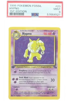 PSA 9 MINT 1999 Pokémon Fossil Set #23 Hypno 1st Edition !!! - Image 1 of 4