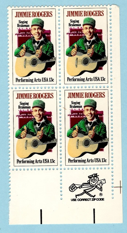 US Sc #1755 MNH 1978 Jimmie Rodgers Mr. Zip Block of 4 - Image 1 of 1