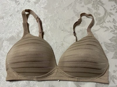 WARNER'S RN1103O Light Lift Wire-Free 36C Striped Beige T-Shirt Bra - Image 1 of 4