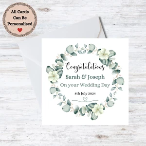 Handmade Personalised Wedding Card - Couple Customisable Name (E93) - Picture 1 of 1