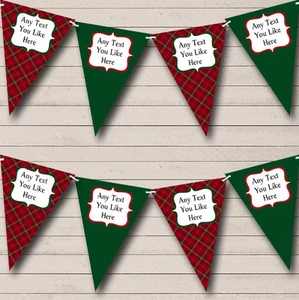 Red And Green Tartan Personalised Carnival Fete Street Party Bunting Banner - Picture 1 of 1