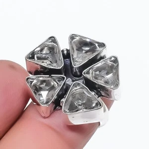 Weißer Topas Edelstein Ring Handarbeit Jahrestag Geschenk einzigartiger Schmu... - Bild 1 von 7