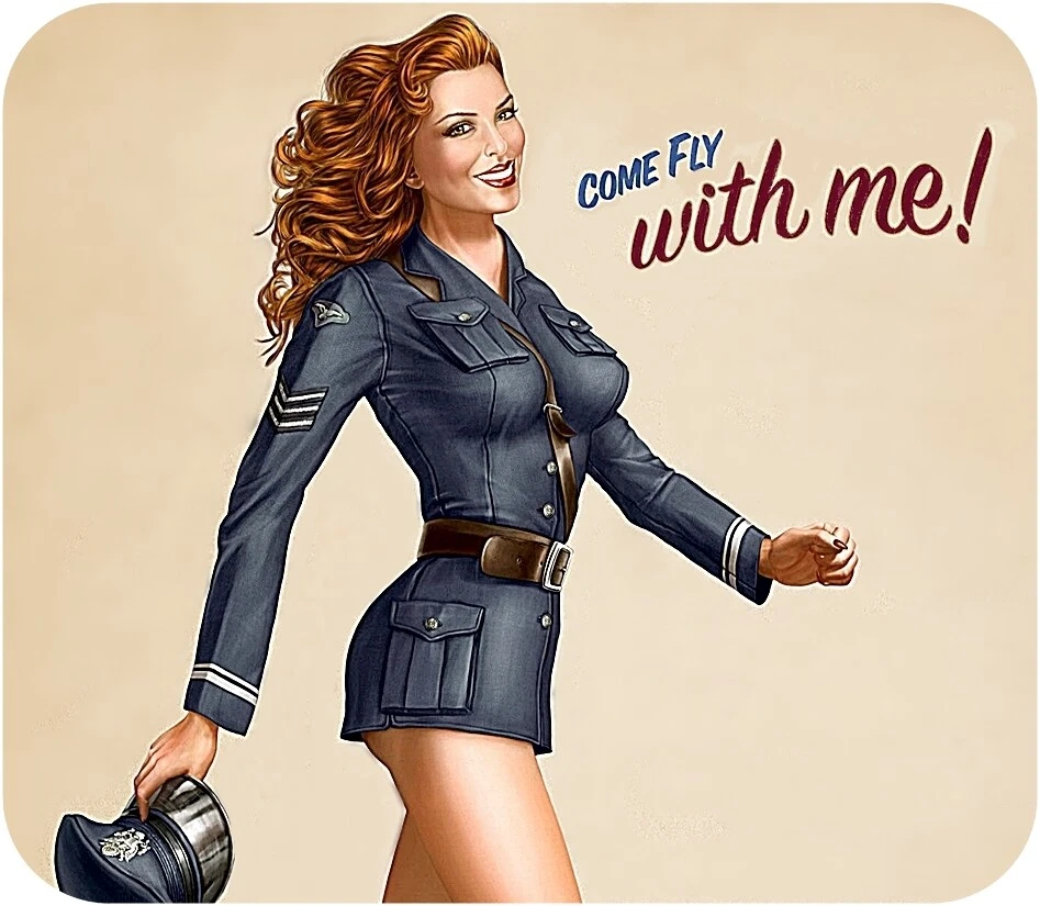 Alfombrilla de ratón para computadora/portátil Pinup Girl "Come Fly with Me" de la Fuerza Aérea Foto 1 de 1