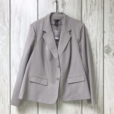 Chaqueta Blazer Lane Bryant Mujer Gris Claro Rayas Abotonada Carrera 26 3XL Foto 1 de 4