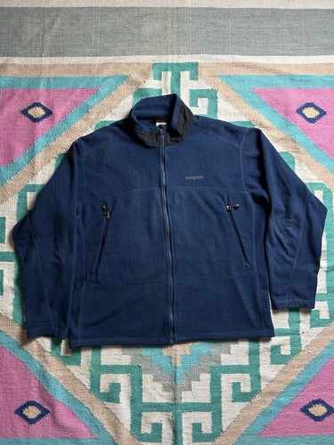 VETEMENTS Giacca Pile Vintage Uomo Patagonia R3 Radiant Full Zip Taglia XL Blu Escursionismo