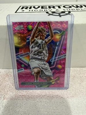 2023-24 Topps Chrome Cosmic Dirk Nowitzki Pink Galaxy Refractor SP Mavericks - Image 1 of 2