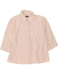 ARMANI Womens 3/4 Sleeve Shirt UK 16 Large Pink Check Cotton AQ09 - Picture 1 of 4