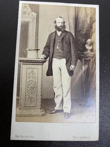 VICTORIAN CDV PHOTOGRAPH John Burton LEICESTER... BURTON on TRENT WHISKERED GENT - Picture 1 of 3