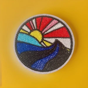 Embroidered Patch Iron On Sunrise Sunset Landscape Nature 2.25” - Picture 1 of 1