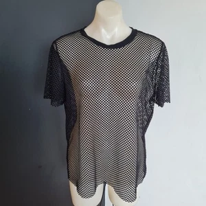 Women's size L Gorgeous black mesh t-shirt top - EUC - Picture 1 of 5