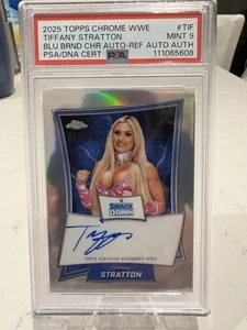 2025 Topps Chrome WWE Tiffany Stratton Blue Brand Chrome Auto Refractor PSA MT 9 - Picture 1 of 2