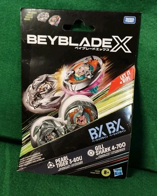 Beyblade X Gill Shark 4-70O BX y Pearl Tiger 3-60U BX Paquete Doble Set con 2 Ri... Foto 1 de 4