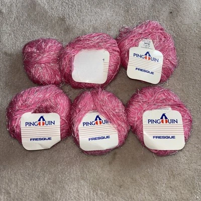 5 Pingouin Pinguin Cotton Blend Yarn Skeins Cotton Blend Textured Pink White 50g - Image 1 of 4