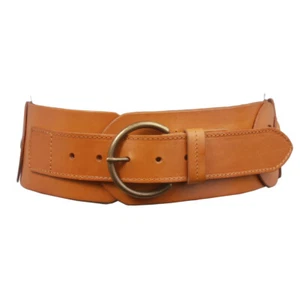 Ladies 3" Wide High Waist Linked Braided Cow-high Top Full Grain Leather Belt - Picture 1 of 16