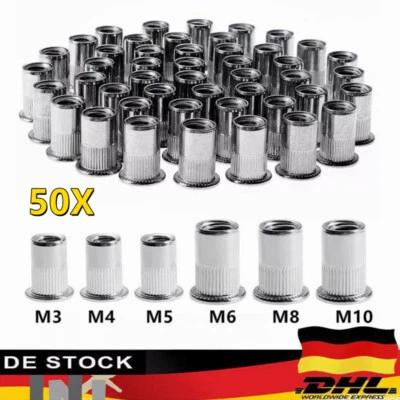 50 Stück Edelstahl Einnietmutter M3-M10 Flachkopf Einziehmutter Nietmutter - Bild 1 von 4