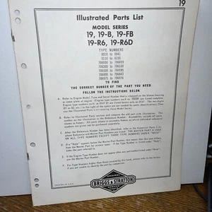 Briggs & Stratton Engine Models 19s Illustrated Parts Catalog List - Picture 1 of 2