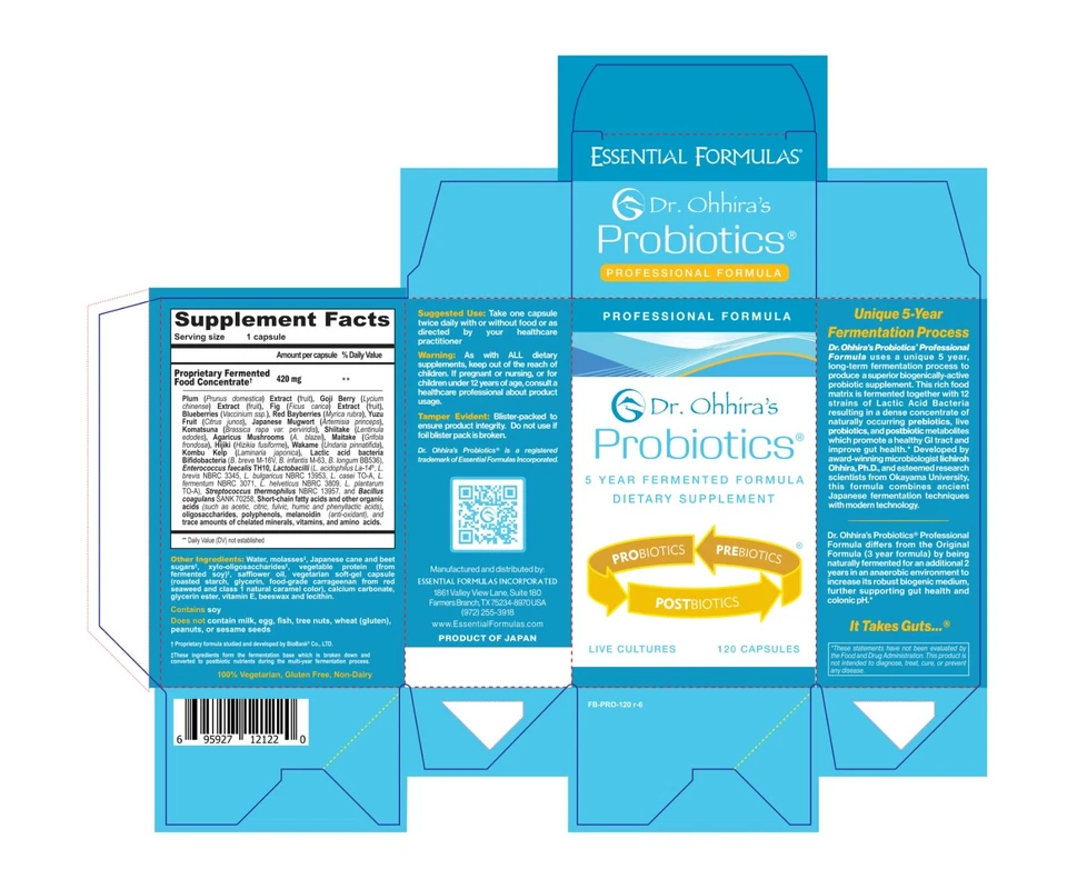 Essential Formuals Dr. Ohhira's Probióticos Fórmula PROFESIONAL - 120 Cápsulas Foto 1 de 1