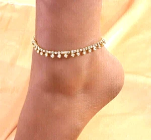 9.0Ct Round Cut Moissanite Diamond Women's Tennis Anklet 14k Yellow Gold Plated - Picture 1 of 8