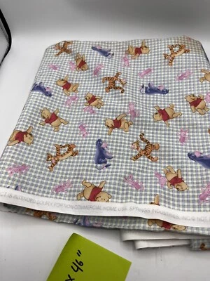 VTG Winnie The Pooh Cotton Fabric Donkey Piglet ￼pastel Plaid 90in Quilt Sew - Image 1 of 4