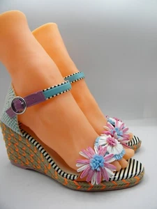 Sophia Webster Floral Multi Color Espadrilles Wedge Heel Sandals Spain Size 37.5 - Picture 1 of 18