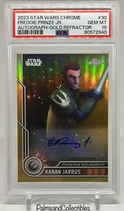'23 Kanan FREDDIE PRINZE JR Star Wars Chrome #30 GOLD REFRACT AUTO PSA 10 POP 1 - Picture 1 of 3