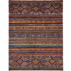 Alfombra de lana tribal afgana nómada oriental Khorjin hecha a mano (5'9" x 8'2") - Imagen 1 de 13