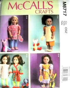 McCalls 6717 Nightgown and Pajamas for 18" Doll Sewing Pattern - Picture 1 of 2