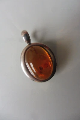 Bel Vecchio Pendente 925 Argento Con Ambra Goldgilde - Immagine 1 di 4