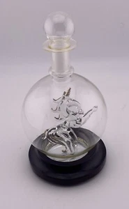 Hand Blown Glass Unicorn in a Bottle Vase Gold Accents - Picture 1 of 7