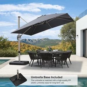 PURPLE LEAF Patio Cantilever Outdoor Umbrella with 360 Degree Rotation With Base - Picture 1 of 41