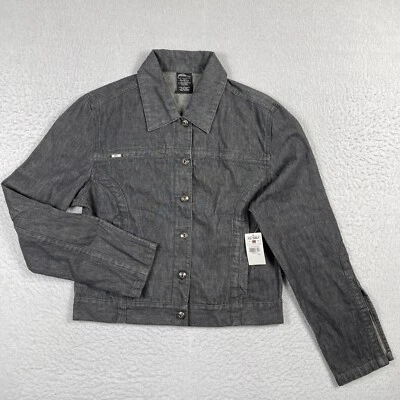 Fubu Jean Jacket Womens Large Gray Denim Collection Ladies Hip Hop Streetwear - Image 1 of 4