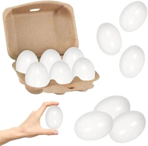 Wooden Fake Eggs White Wooden Eggs Perfect for Easter Crafts Décor and Egg Hu... - Picture 1 of 8