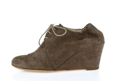 Botas de tornozelo femininas AGL 200730 couro cinza anabela tamanho 35 - Imagem 1 de 4