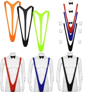 Sexy Men One Piece Borat Mankini Swimwear Sling Shot Bikini Thongs Underwear - Picture 1 of 42