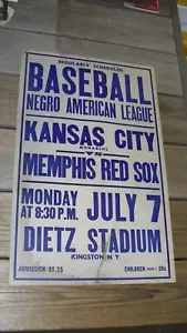 Antiguo póster publicitario de las Ligas Negras Kansas City Monarchs vs Memphis Red Sox - Imagen 1 de 13