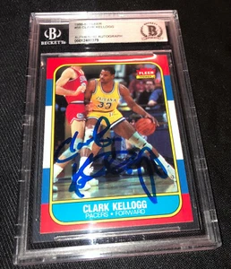 TARJETA FLEER BECKETT CLARK KELLOGG 1986 FIRMADA PACERS AUTENTICADA 00012480379 - Imagen 1 de 2