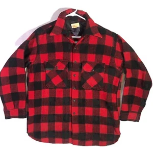Vtg Woolmaster Flannel Shacket Mens Sz 17 (XL) Red Black Lumberjack Jacket Shirt - Picture 1 of 20