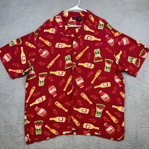Cherokee Hemd Herren Extra Large Rot Hawaii Hot Sauce Allover Print Viskose Strand - Bild 1 von 15