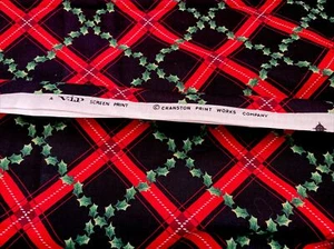 Vintage Cranston Print Works Co Cotton Quilt Fabric 3 3/4 Yards Red Black - Picture 1 of 3