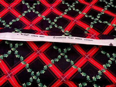 Vintage  Cranston Print Works Co Cotton Quilt Fabric 3 3/4 Yards  Red Black - Image 1 of 3