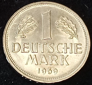 *BU Slight Luster* 1969 F Germany Federal Republic 1 Mark, km 110 -Copper/Nickel - Picture 1 of 3