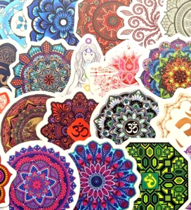 Yoga Chakra Mandala Sticker Bomb 20x Waterproof Vinyl Stickers For Laptop Phone - Picture 1 of 10