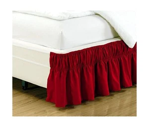 Bed Skirt Ruffled Easy Fit Wrap Around Adjustable Elastic Strap Tailored Drop - Picture 1 of 1
